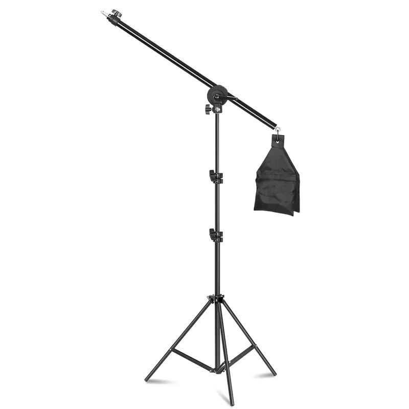 SH Cantilever-Auslegerarm für Fotostudio in Schwarz mit 135 cm Auslegerarm und 2 m Lichtstativ inklusive Sandsack zur Unterstützung von Softbox-Beleuchtung - Bild 1