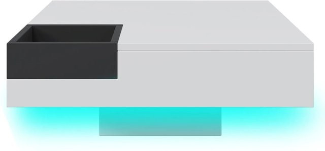 PXloue Couchtisch mit LED und abnehmbarer Aufbewahrungsbox in Hochglanz-Design, B/T/H: 72 x 72 x 30 cm, Weiß und Schwarz - Bild 1