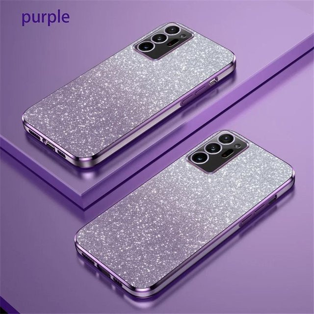 Luxuriöse Silikon Schutzhülle für Samsung Galaxy mit Farbverlauf und Glitzer in Purple - Bild 1