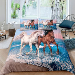 Binchi Outdoor Product Bettwäsche-Set mit Pferde-Motiv, Blau, Polyester, B/H: 200 x 230 cm - Bild 1