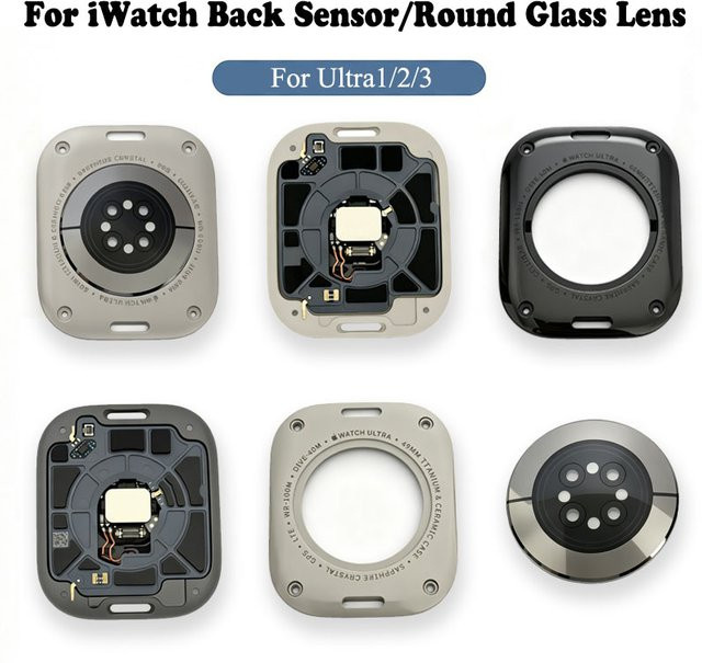 Apple iWatch Rückabdeckung mit Sensor für Ultra 1/2/3 49mm, Ersatzteil mit rundem Glas in Transparent - Bild 1