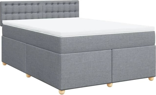 vidaXL Boxspringbett mit Matratze in Hellgrau, Hybrid-Bett mit Taschenfederkern, B/T: 140 x 200 cm - Bild 1