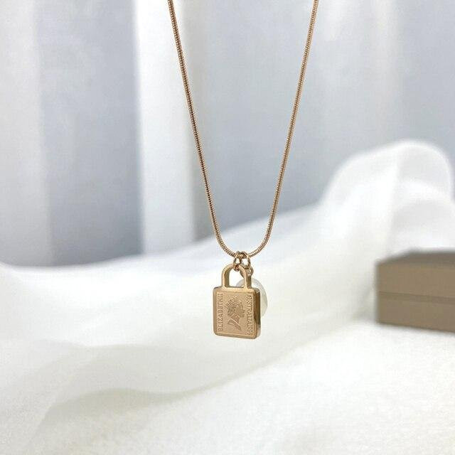 Halskette Edelstahl, Roségold, Perle, Damen - Bild 1