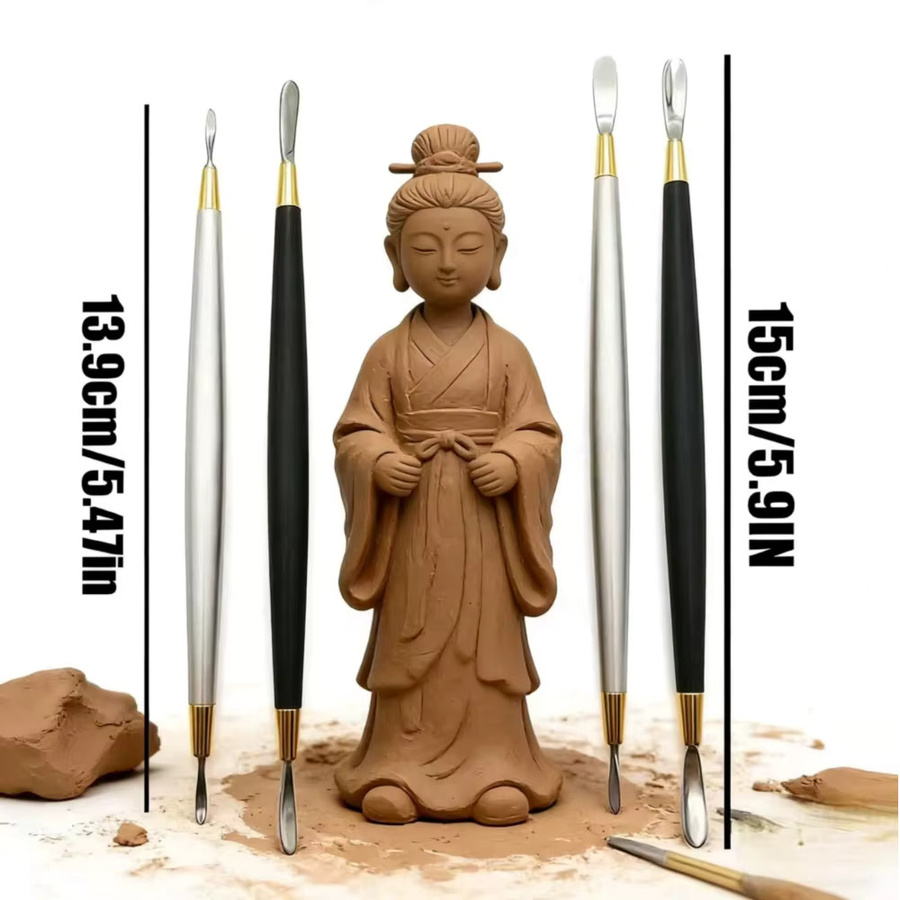 2-teiliges Puppenaugenöffnungsmesser aus Edelstahl in Silber für das Modellieren von Tonfiguren und Puppenköpfen - Bild 3