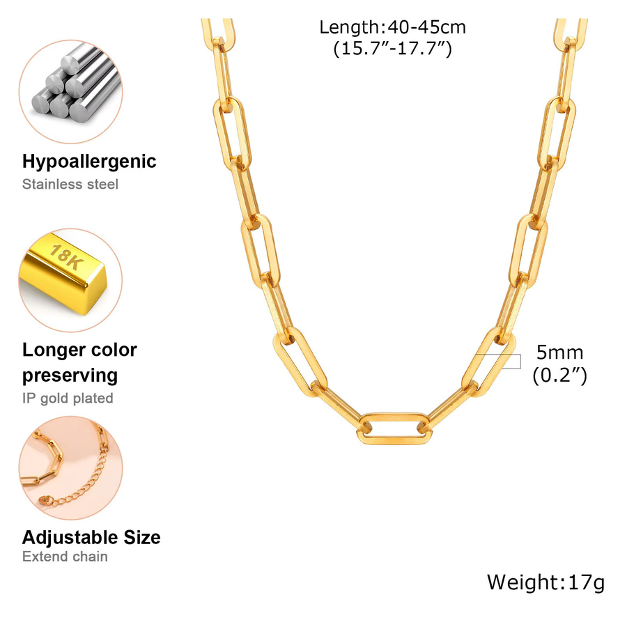 Vnox Halskette, Edelstahl, Gold, 5mm, Damen - Bild 2