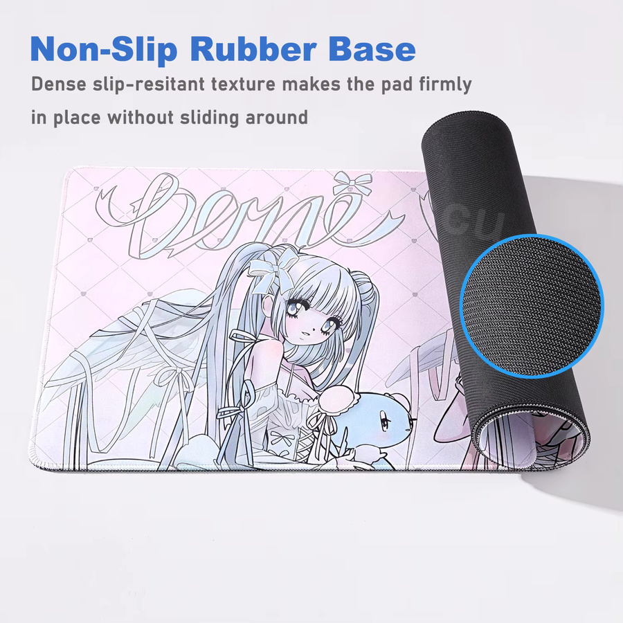 Riccu Anime Kawaii Mädchen Mauspad Rosa Große Rutschfeste Gaming Matte für PC und Büro - Bild 2