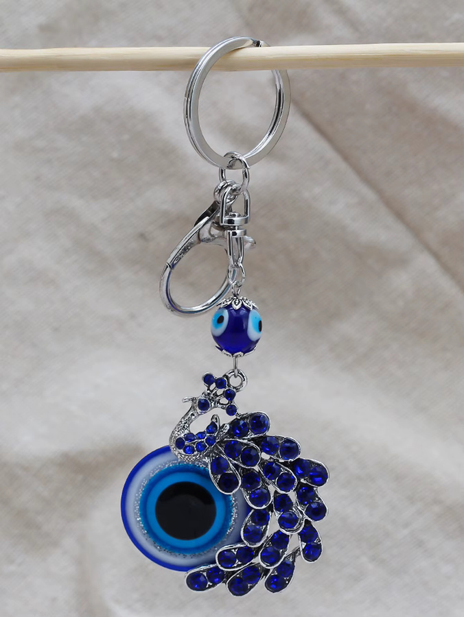Schlüsselanhänger Lucky Eye, blaue Glasperlen, Legierung, Damen und Herren - Bild 2