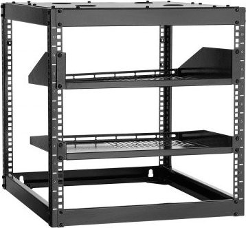 VEVOR 10U Open Frame Netzwerk-Rack in Schwarz, 4-Pfosten-Konstruktion für Wandmontage oder Standbetrieb, inklusive belüfteter Regale und Montagezubehör, Tiefe: 58,5 cm - Bild 1