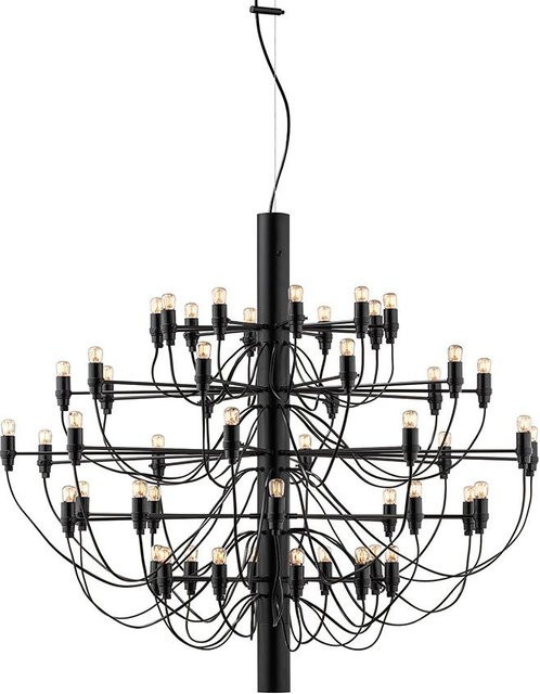 Flos 2097/50 Kronleuchter in Schwarz matt mit Messing-Details und inklusive klarer LED-Leuchtmittel - Bild 1