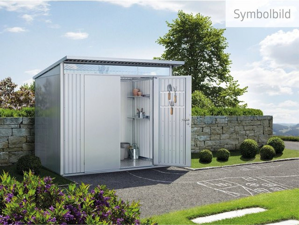 Biohort Gerätehaus AvantGarde aus Metall mit Doppeltür in Silber Metallic, B/H/T: 174 x 218 x 254 cm