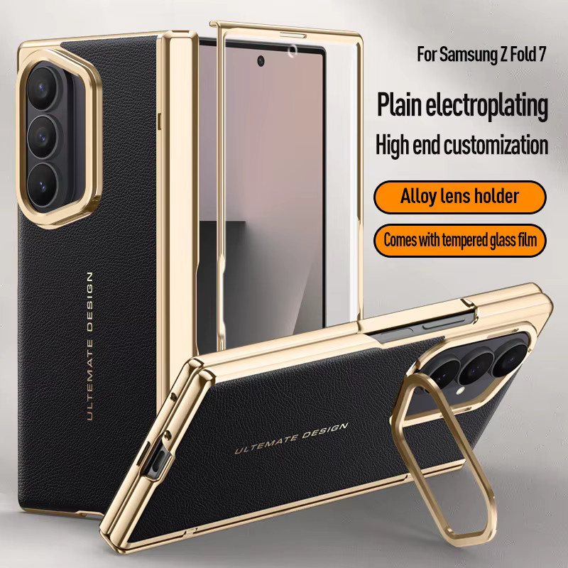 DO AS YOU WISH Luxus PU Leder Schutzhülle mit Objektivschutz und Standfunktion für Samsung Galaxy Z Fold 7 in Schwarz - Bild 1