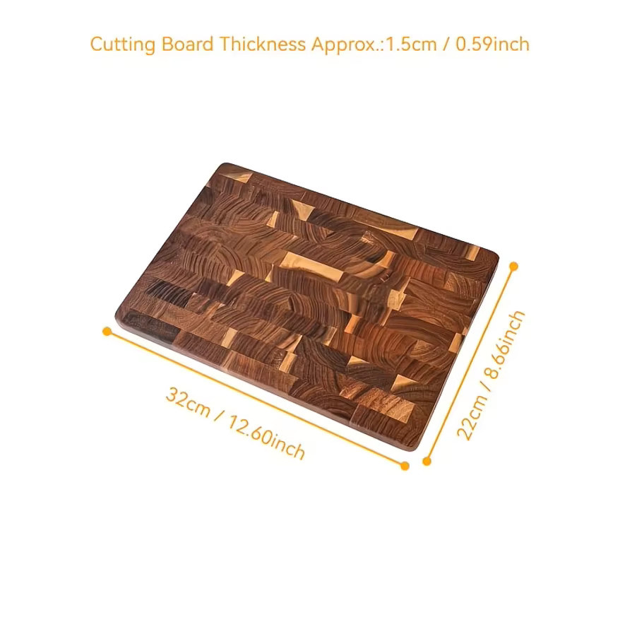 Dofiki End Grain Holzschneidebrett aus Holz, rechteckiges Butcher Block Schneidebrett in Braun, B/T/H: 42,0 x 30,0 x 2,5 cm - Bild 4