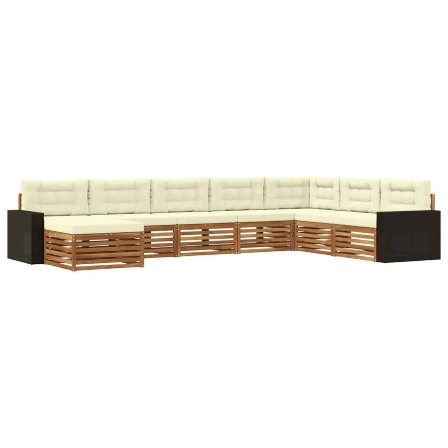 vidaXL Outdoor-Sofagarnitur aus Akazienholz mit 8 Kissen in Natur und Creme - Bild 2