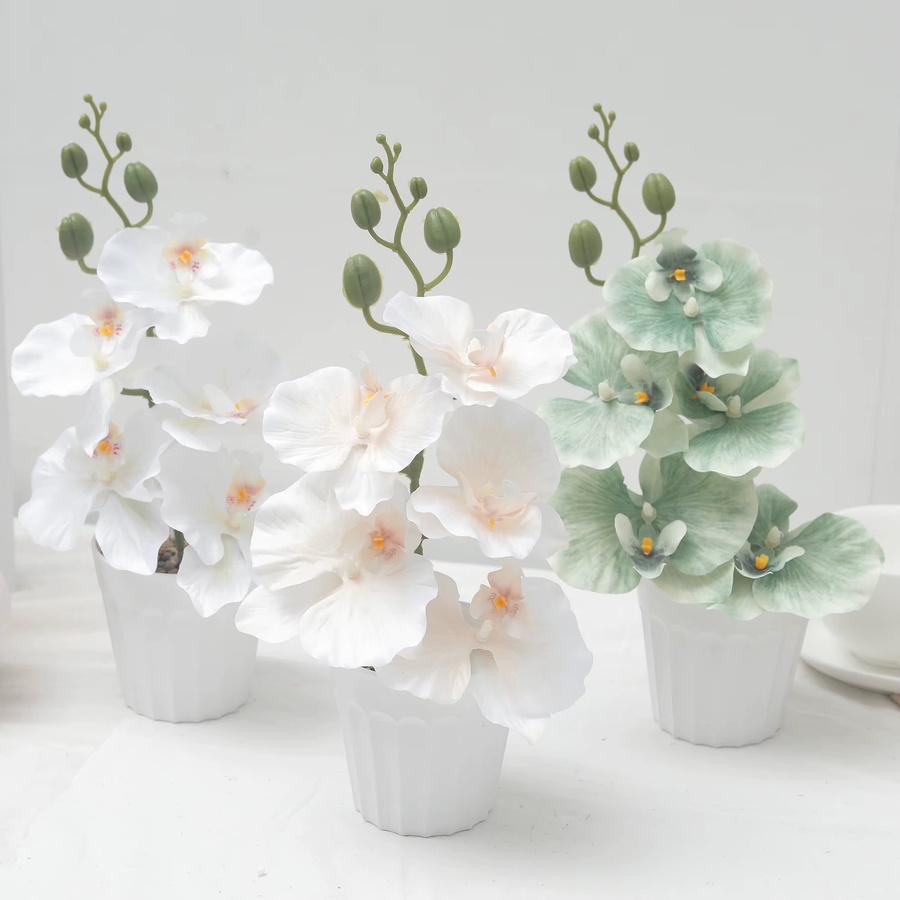 Künstlicher Orchideen-Bonsai von Kahaul in Lila und Weiß zur Dekoration für dein Zuhause oder Büro - Bild 1