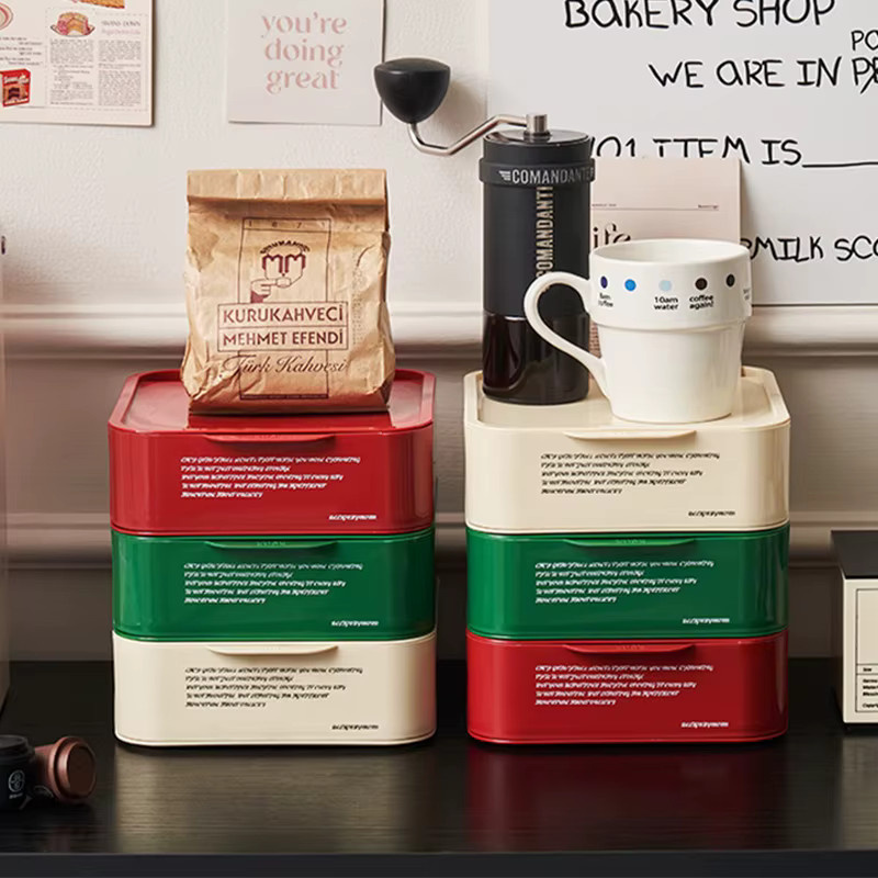 Meltset Stapelbare Organizer Box aus Kunststoff in Rot für Kaffee Kapseln, Tee oder Kosmetik - Bild 1
