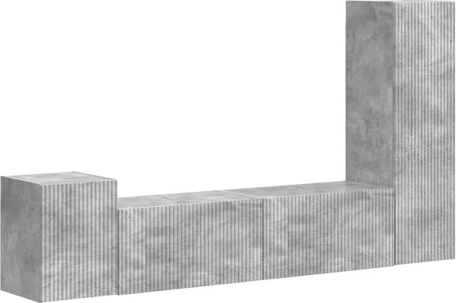 vidaXL TV-Schrankset Wandmontiert 4-teilig in Beton Grau und Holzoptik modern - Bild 1