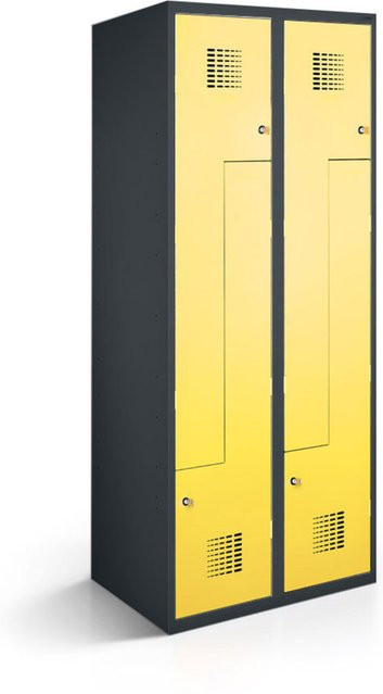 rotstahl Z-Spind mit 4 Türen in Gelb und anthrazitgrauem Korpus, B/T/H: 60 x 50 x 180 cm - Bild 1