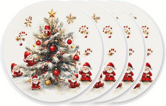 VIKAMA 4er-Set Weihnachts-Elf-Tischsets, hitzebeständige Platzsets für Weihnachtsdekoration und Festtagsbankette - Bild 1
