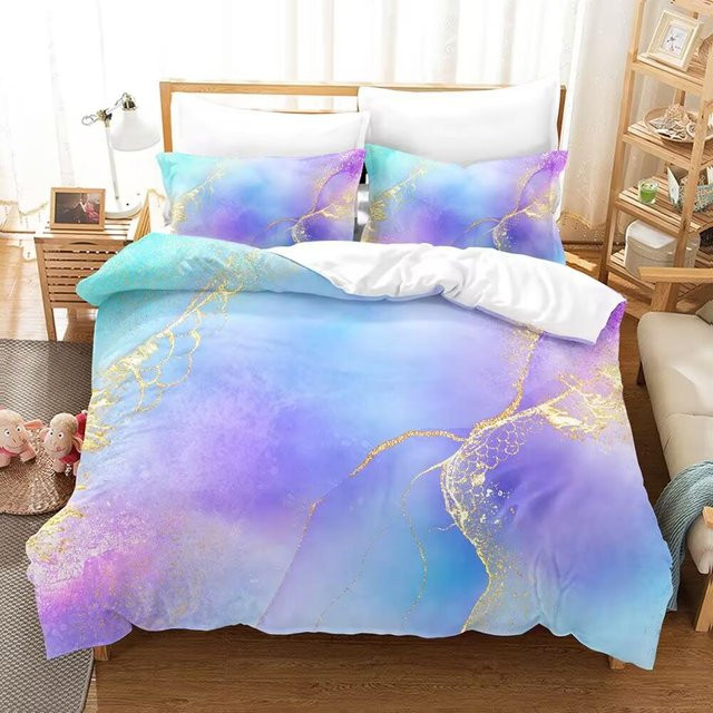 Lodestar Bettwäscheset mit Marmor-Design in Weiß und Multicolour, Mikrofaser, B/H: 140 x 210 cm - Bild 1