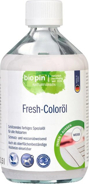 Biopin Holz-Coloröl weiß wasserabweisend und lebensmittelecht mit satin-glänzendem Finish - Bild 1
