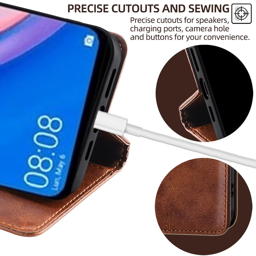 Luxus Leder Handyhülle mit Magnetverschluss für Huawei P30 P40 P50 P60 Pro Plus und P40 Lite in Pink - Bild 5