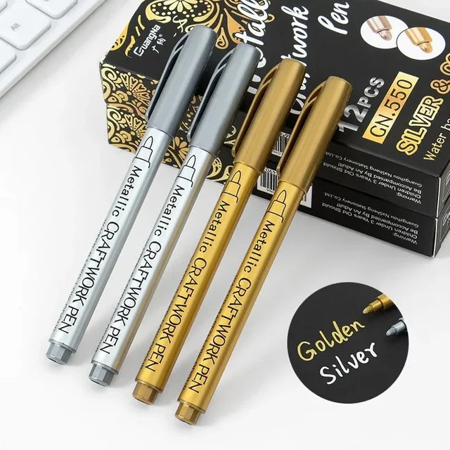 Wasserfeste Permanentmarkierungsstifte für DIY Epoxidharz in Gold und Silber mit feiner Spitze - Bild 1