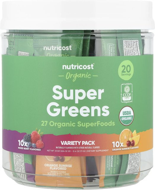 Nutricost Organic Super Greens Variety Pack 20 x 11 g - Bild 1
