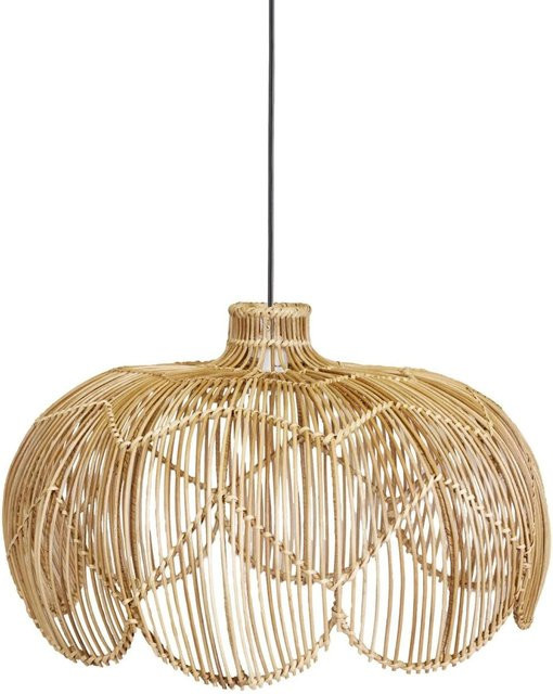 PR Home Belle Außenleuchte aus Rattan in Beige und Holz, runde Deckenleuchte im Boho-Stil für den Garten, E27, Höhe: 53,0 cm, Durchmesser: 40,0 cm - Bild 1