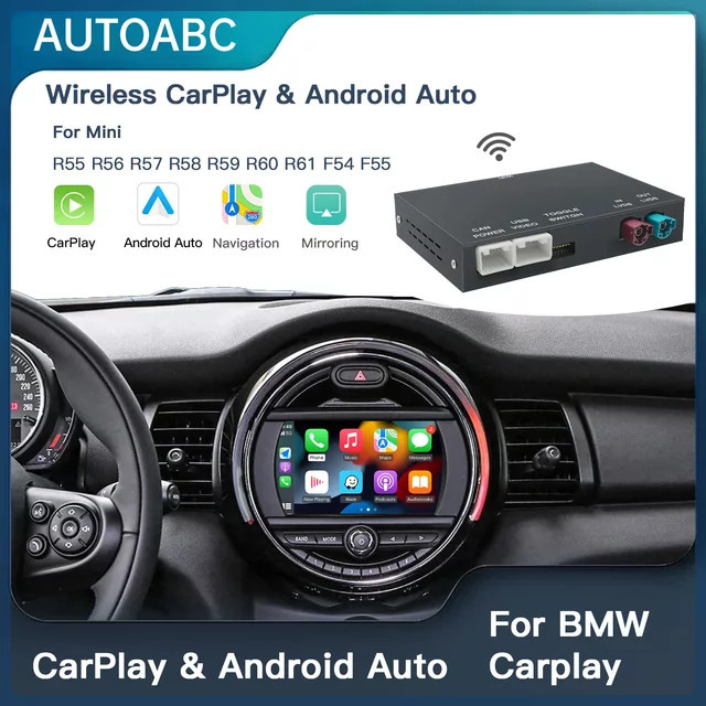 AUTOABC Drahtloses CarPlay und Android Auto Interface für BMW Mini R55 R56 R57 R58 R59 R60 R61 F54 F55 F56 F57 in Schwarz - Bild 1