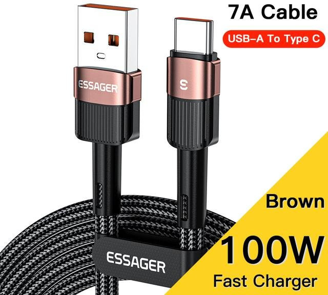 Essager USB Typ C Kabel 100W Schnellladekabel Braun 1m - Bild 1