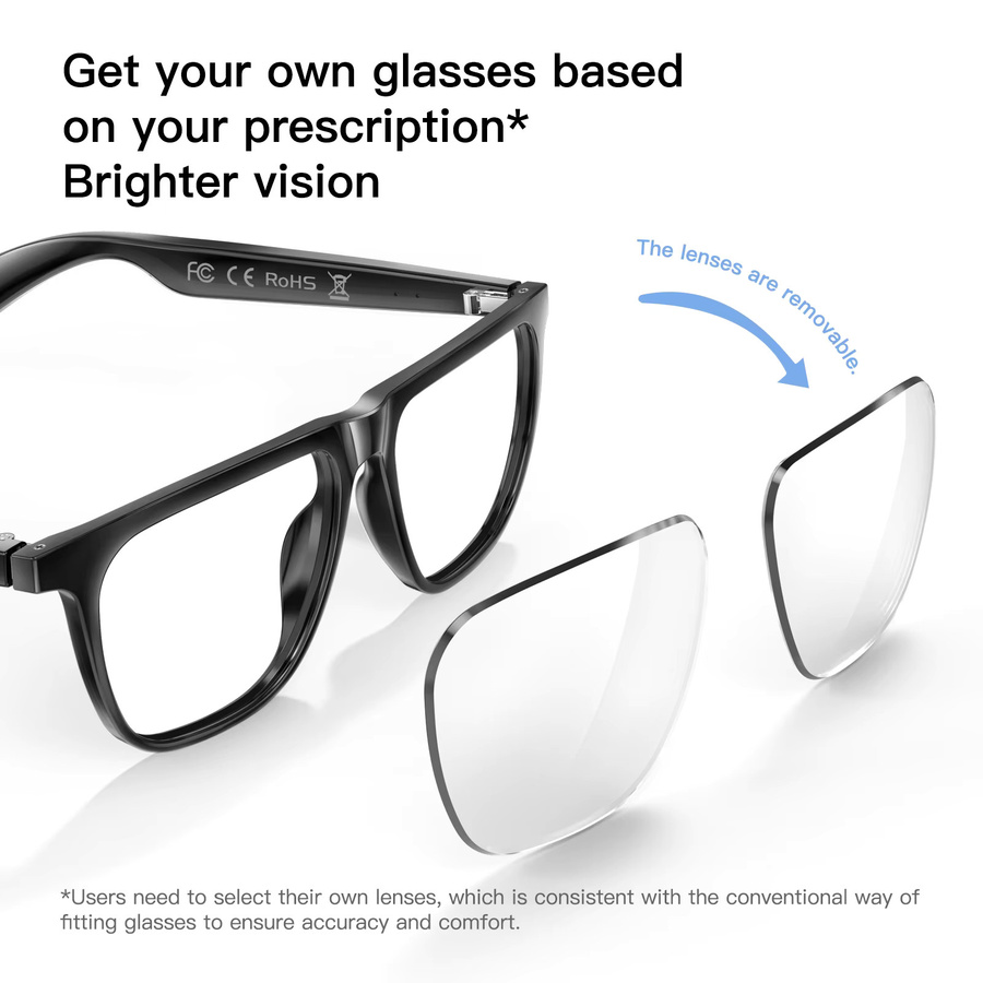 SIMSONLAB Smart Sonnenbrille mit UV-Schutz und Bluetooth Kopfhörer, AI Sprachsteuerung und Gestensteuerung, Schwarz - Bild 3