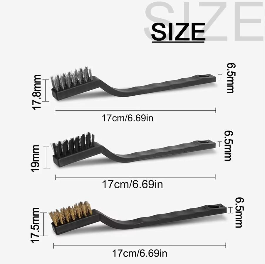 Mini-Drahtbürsten-Set von SI FANG mit Edelstahl, Nylon und Messing zur Rostentfernung und Reinigung in Silber - Bild 2