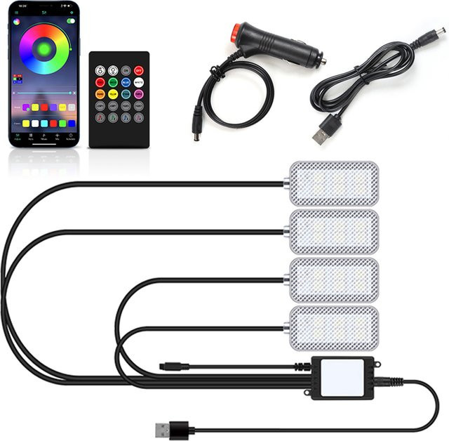 WUMFIRE RGB LED Neon Flex Auto Innenbeleuchtung mit App- und Musiksteuerung sowie Fernbedienung in Multicolour - Bild 1