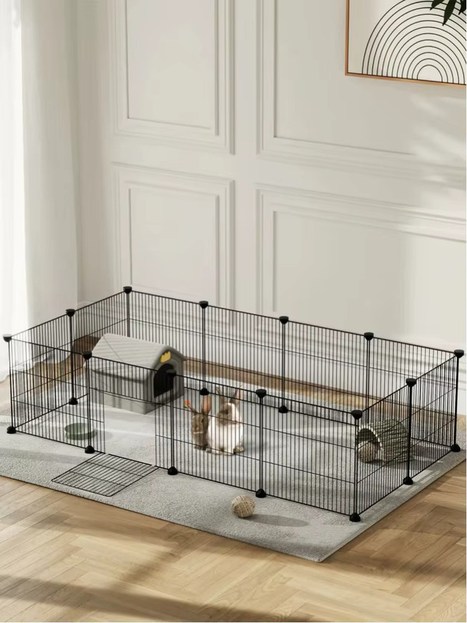 EUGAD DIY Haustierzaun aus Metall, faltbarer Hundekäfig in Schwarz als Schlaf- und Spielhaus für Hunde, Katzen, Welpen, Kaninchen und Meerschweinchen für Training und Freilauf im Garten - Bild 2