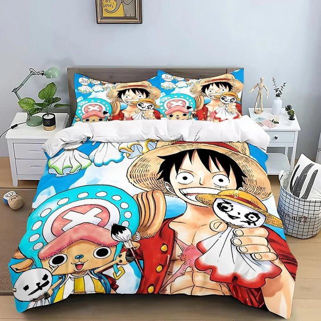 One Piece Bettwäscheset von JMG Household Supplies für Kinder und Jugendliche, buntes Design mit Motiv, Material Mikrofaser, B/H: 175 x 220 cm - Bild 1