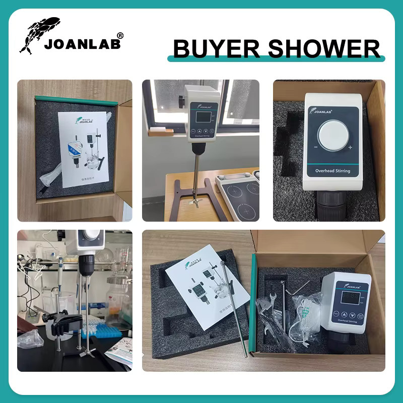 JOANLAB Überkopfrührer mit Digitalanzeige in Weiß, höhenverstellbarer Elektromixer für Laboranwendungen, 5/10 l, 1200 U/min - Bild 3