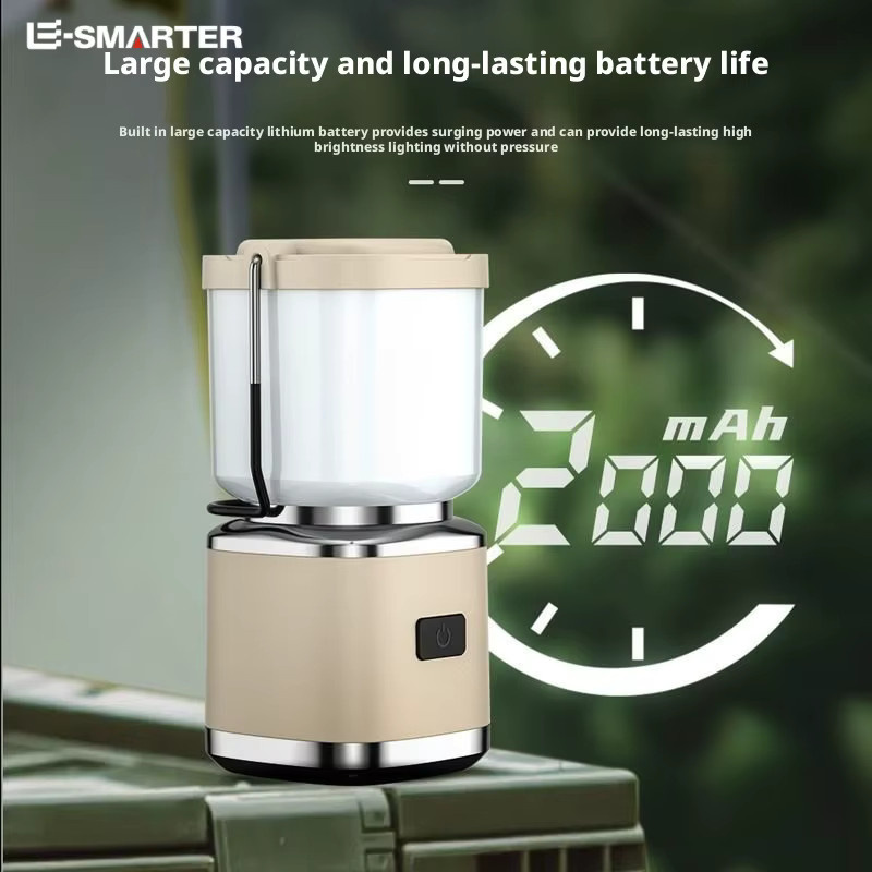 ESMARTER Mini-Campinglaterne beige, wiederaufladbare Tischlampe mit omnidirektionaler Beleuchtung für Zelt und Outdoor - Bild 4