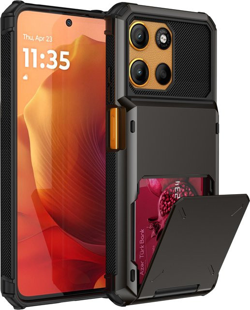 Schutzhülle im Brieftaschen-Design für LG Stylo 6 5 4 sowie LG K40 K51 in Schwarz mit verstecktem Kartenfach und Anti-Drop-Funktion - Bild 1