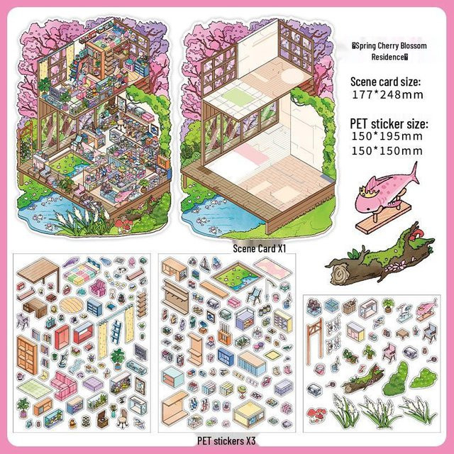 PaperMore Kleine Ecke Serie 9 Landschaftsaufkleber aus PET in Weiß und Multicolour, 4 Bögen - Bild 1