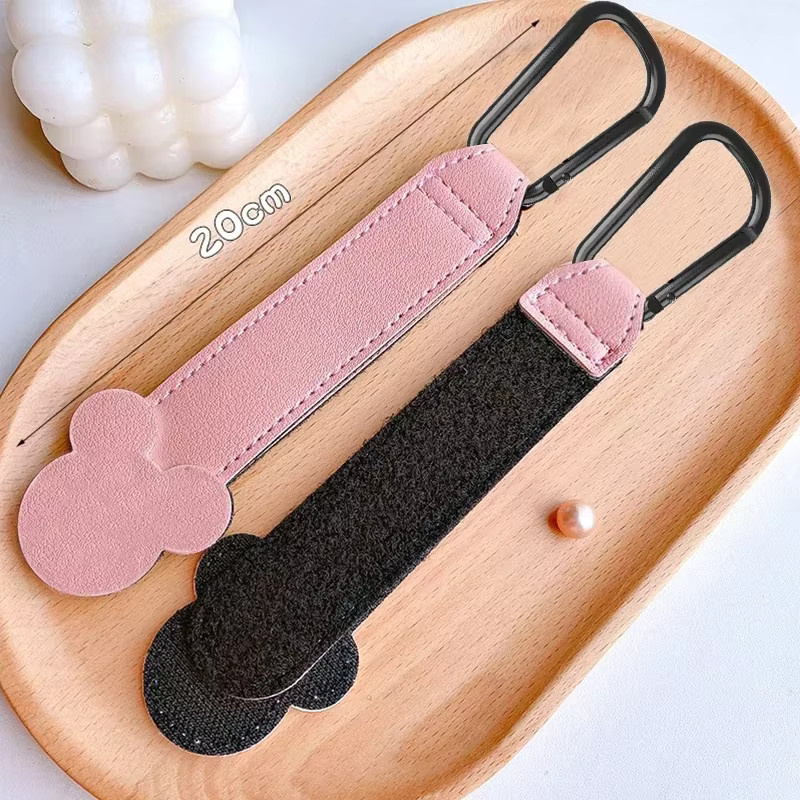 Drehbare Kinderwagen Haken aus PU Leder in Pink als Organizer für den Kinderwagen Warenkorb - Bild 4