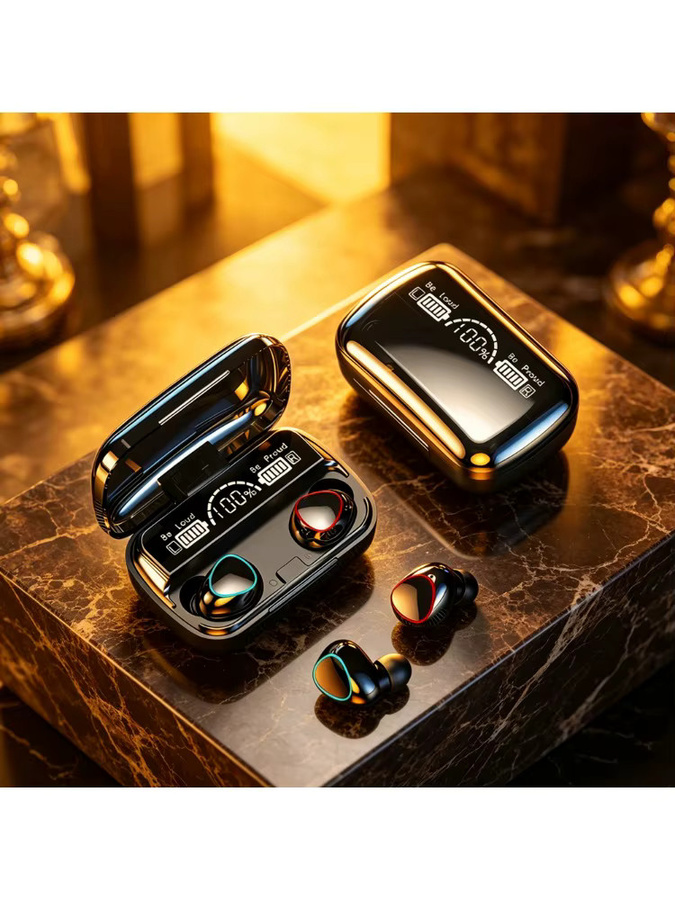 Bluetooth-Headset M10 In-Ear Kopfhörer mit LED-Display in Schwarz - Bild 1