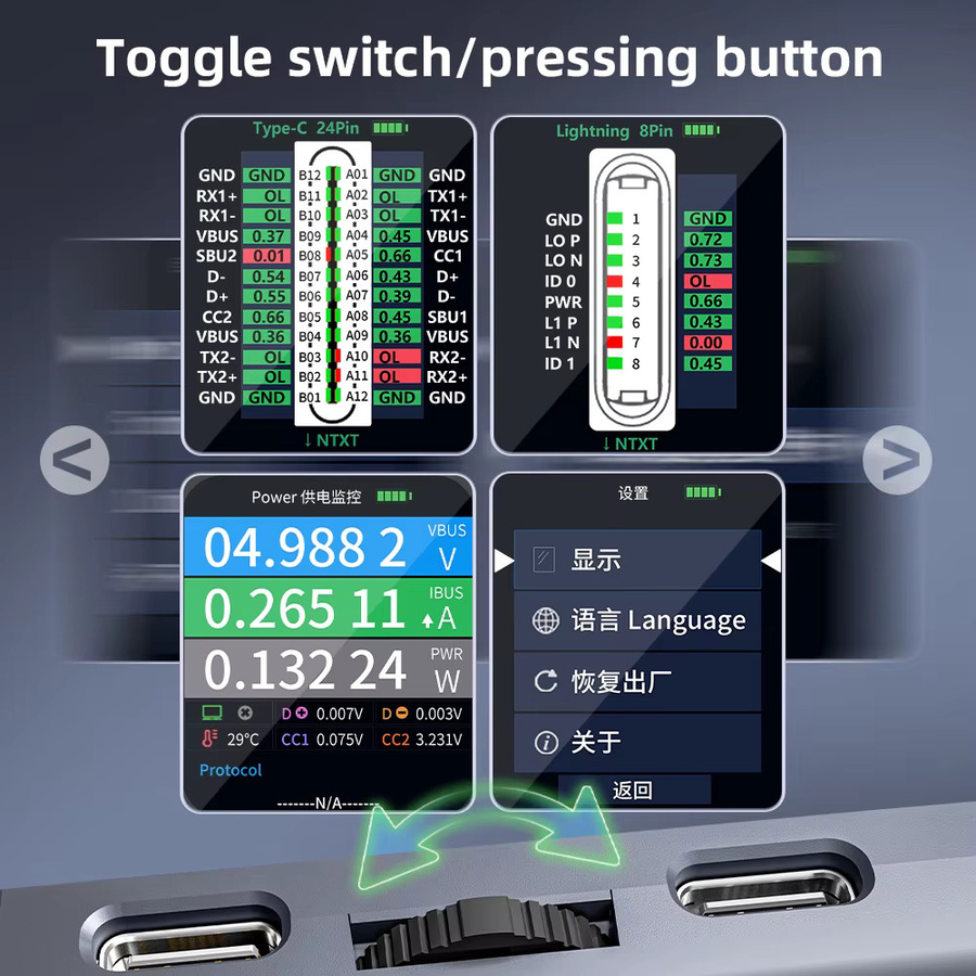 QianLi iBridge A3 Lightning auf USB-C Heckstecker Analyse-Tool zur Fehlererkennung und Reparatur für iPhone in Schwarz - Bild 5