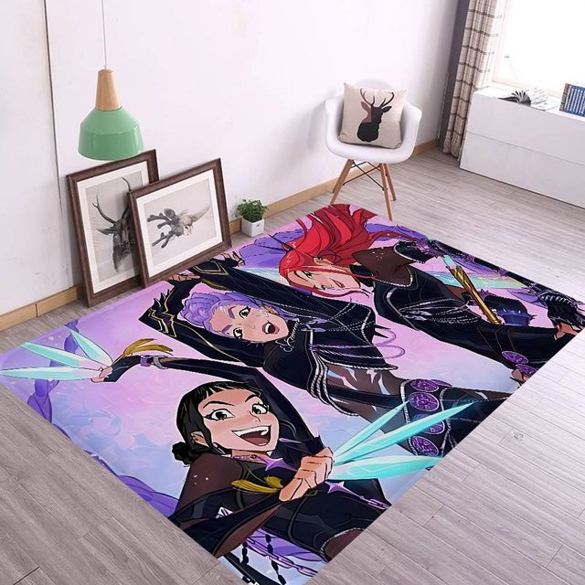 Potdemiel Kpop D-Demon Hunters Fußmatte im nordischen Stil, rutschfest, mehrfarbig, B: 60,0 cm, T: 40,0 cm - Bild 1