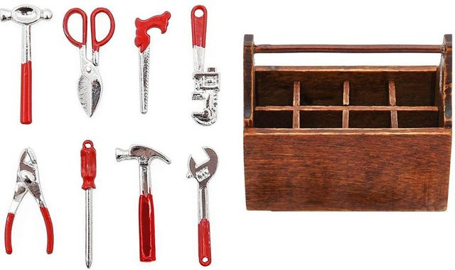 Puppenhaus Miniatur Zubehör Holz Toolbox Set Werkzeugkasten - Bild 1