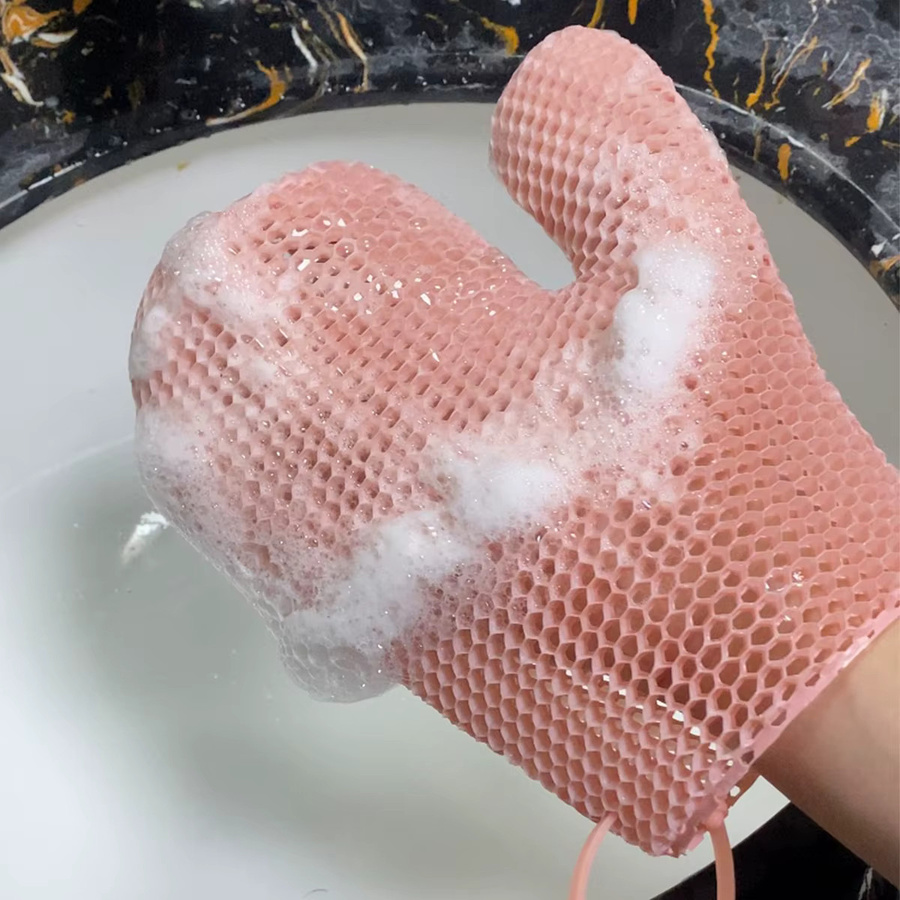 2-teilige TPU-Peeling-Badehandschuhe, Unisex - Bild 2