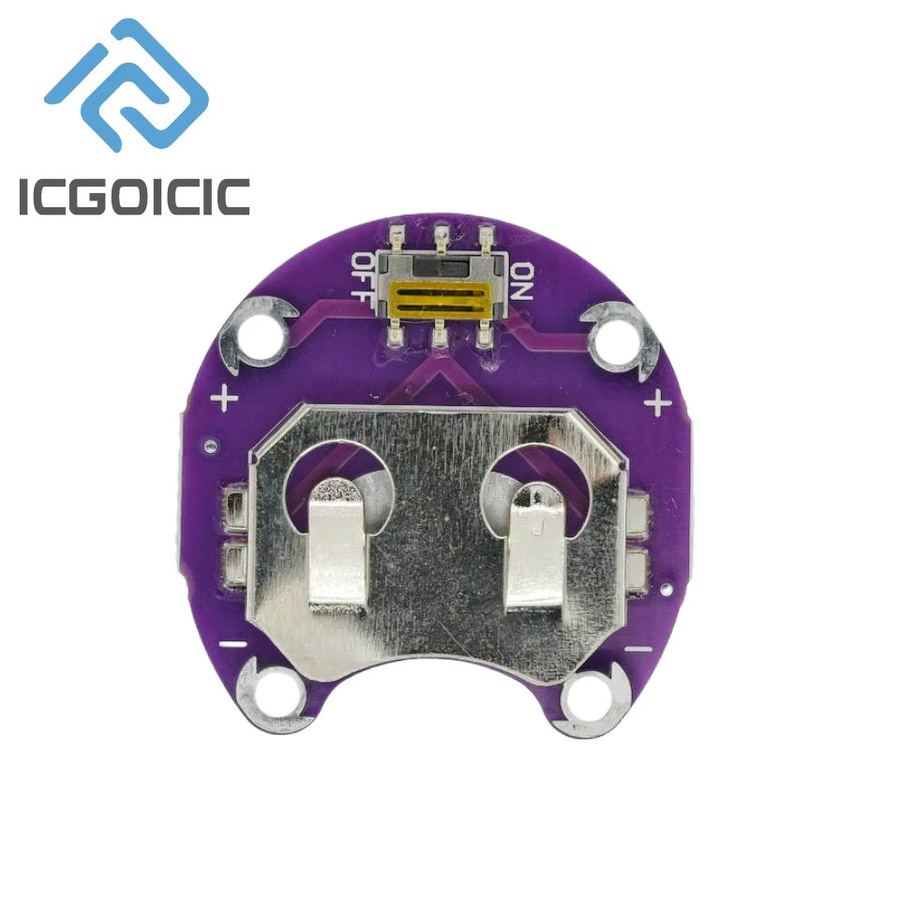 SZYTF LilyPad CR2032 Knopfzellen-Batteriehalter mit Ein-/Aus-Schalter und VCC/GND-Ausgang in Lila für Arduino Wearable und Low-Power-Projekte - Bild 2