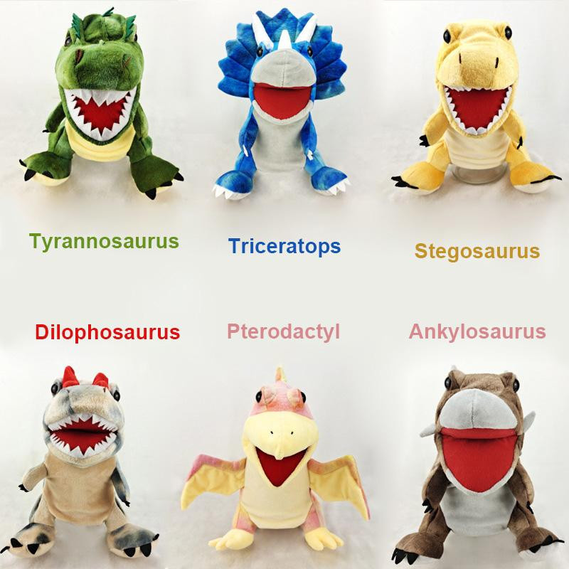 Pangcangshu Dinosaurier Handpuppe Plüsch Triceratops Tyrannosaurus Dilophosaurus 25cm - Bild 2