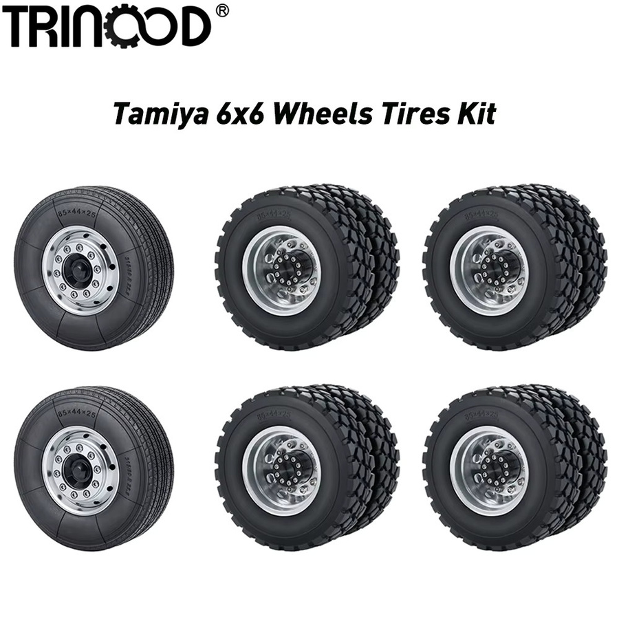 TRINOOD Tamiya 6x6 Räder Reifen Set, 1:14, Metall, Gummi, Zubehör - Bild 2