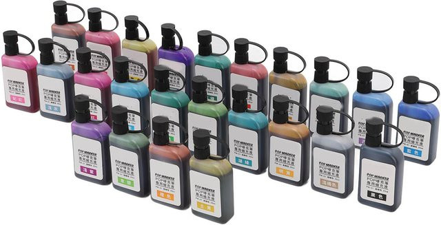 GoolRC Nachfülltinten Set für Marker, 24 Stück bunte wasserfeste Tinte in transparenten Flaschen - Bild 1