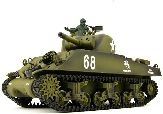 TPFLiving RC-Panzer US M4A3 Sherman, ferngesteuert, Maßstab 1:16, mit Schussfunktion, Rauch und Sound - Bild 1
